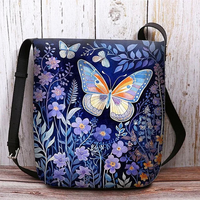 Style & Comfort for Mature Women Women's Floral Butterfly Print Crossbody Bag