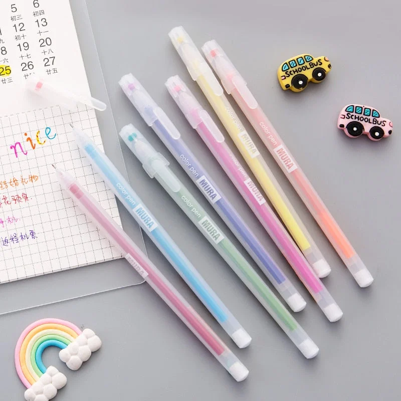 JIANWU 0.5mm 12 colourful gel pen cute translucent neutral pen student gift Stationery support kawaii