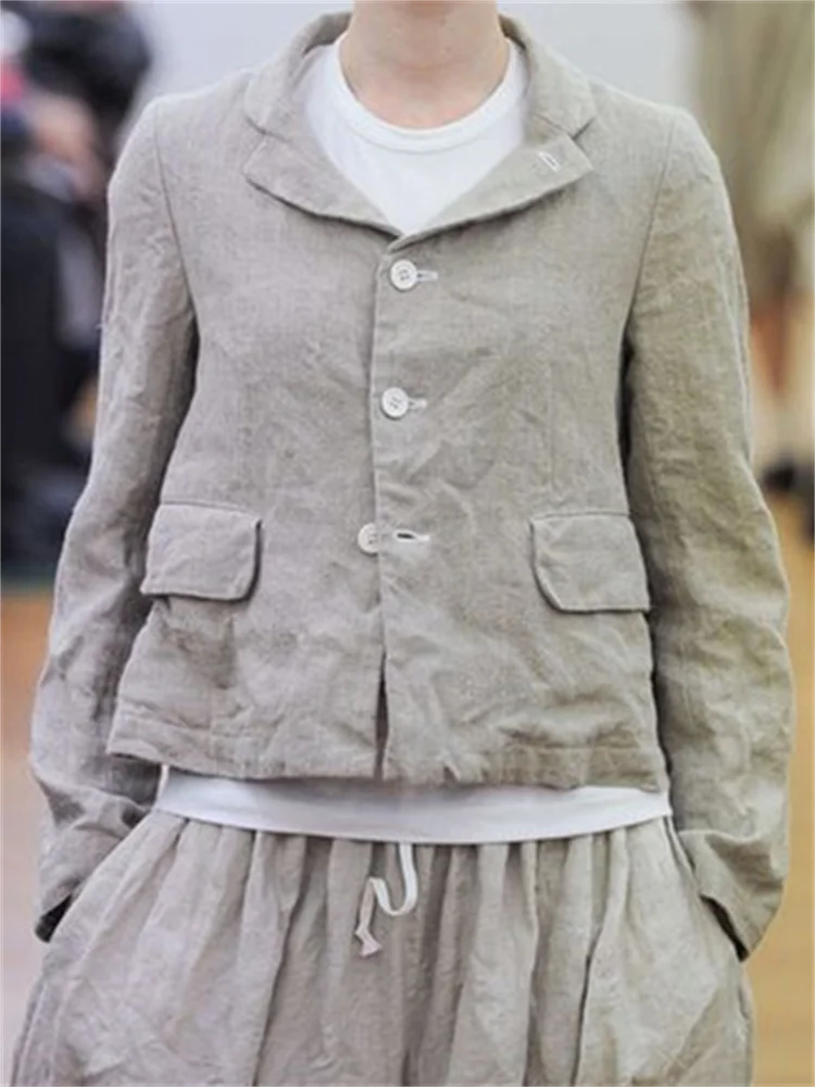 Vintage Flap Pocket Linen Blend Jacket