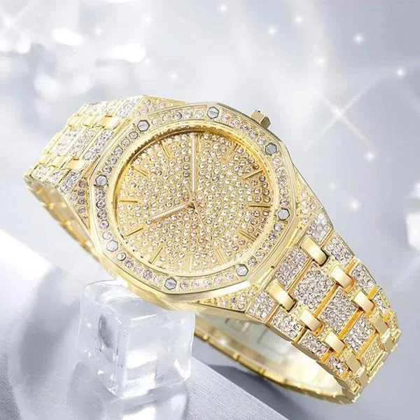 Unisex Jumbo Fully Iced Out Quartz Watch