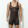 Men's Ice Silk Sexy Transparent Ultra-thin Breathable Bodysuit