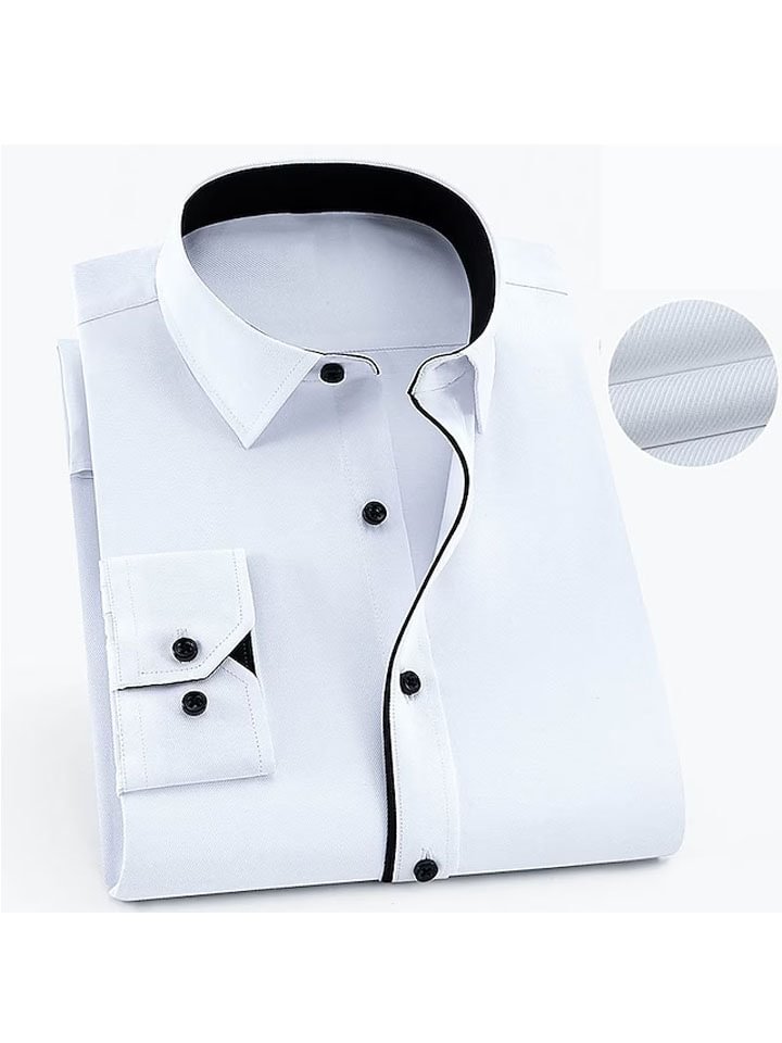 Men's Dress Shirt Black White Blue Light Blue Long Sleeve Color Block Turndown Outdoor Going out Front Pocket Clothing Apparel Streetwear Stylish Casual -vasmok