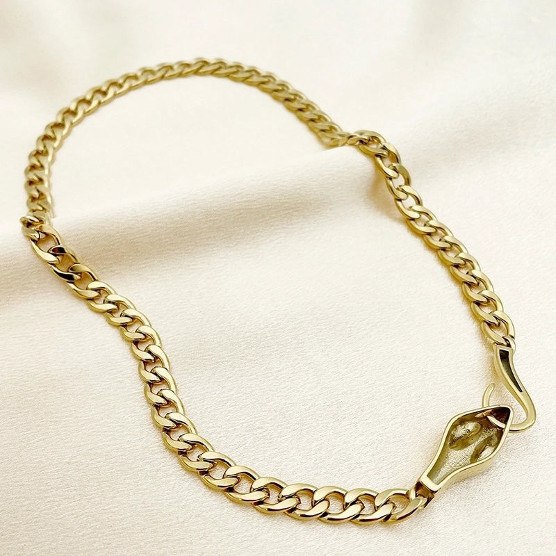 Classical Vintage Style Punk Snake 304 Stainless Steel 14K Gold Plated Plating Pendant Necklace