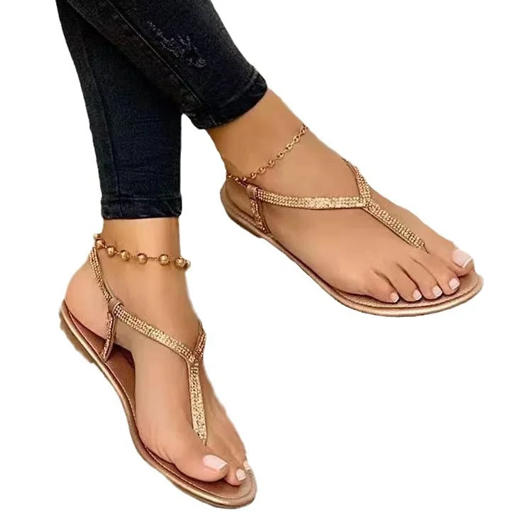 Yyvonne Exploding Cool Drag 2025 Summer New Fashion Water Diamond Flat Bottom Size Clip Beach Sandals Woman