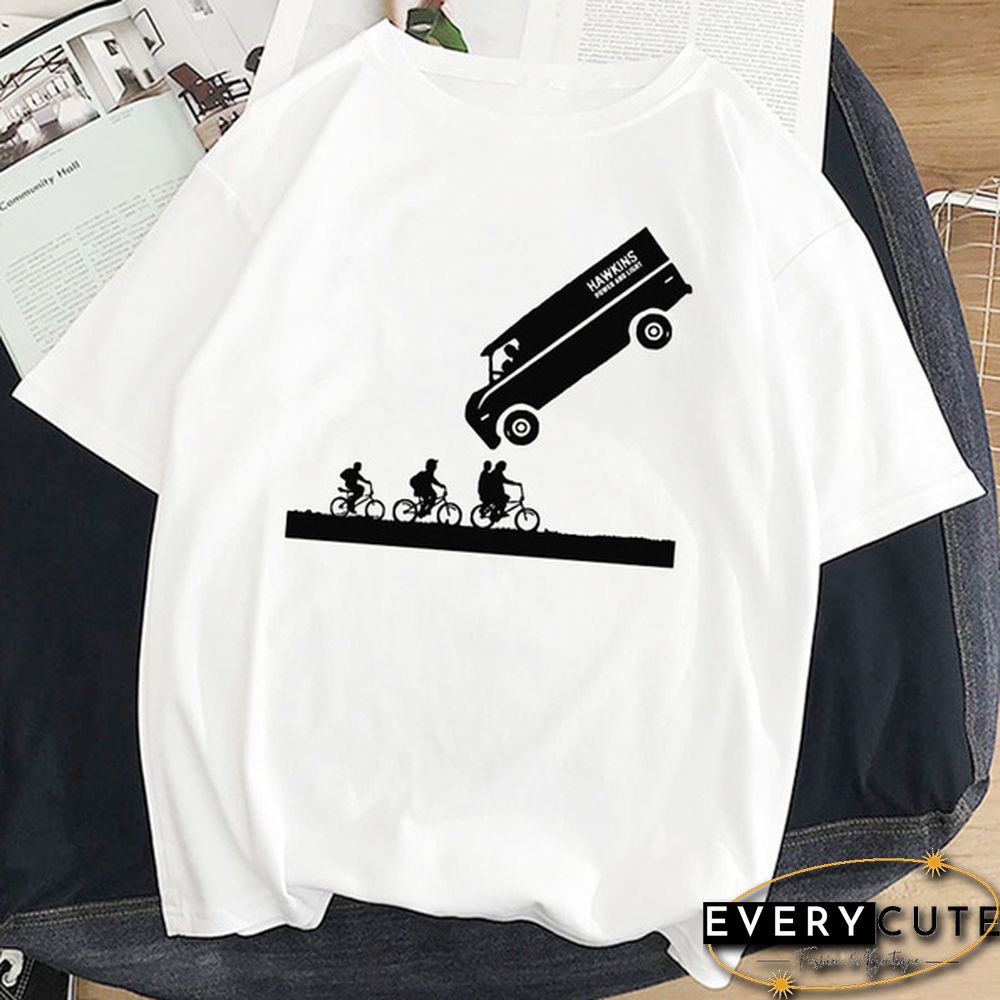 Stranger Things T Shirt Women Eleven Summer Casual Top Tee T-Shirt Female Femme Clothing Harajuku Funny Movie Shirt White Tshirt