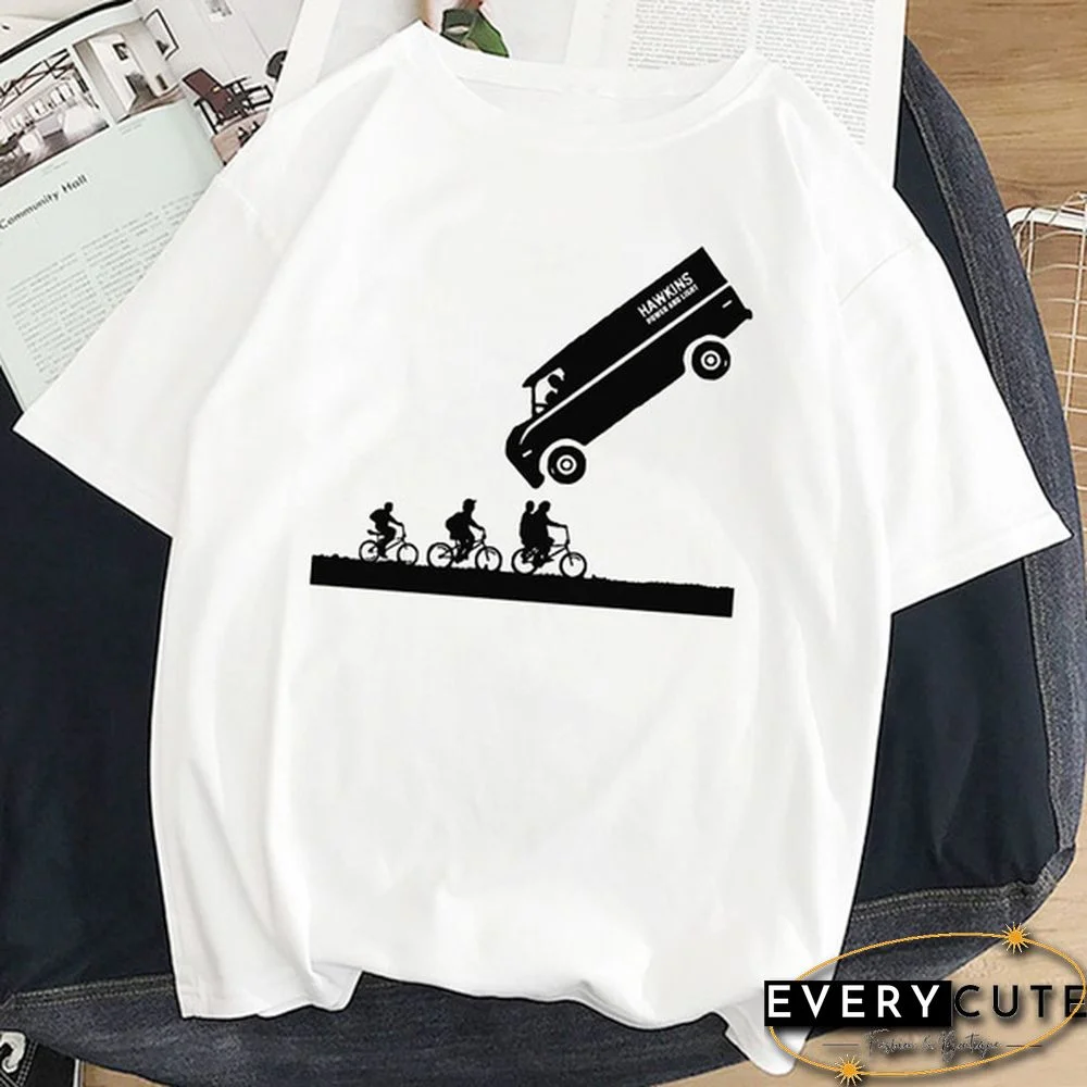 Stranger Things T Shirt Women Eleven Summer Casual Top Tee T-Shirt Female Femme Clothing Harajuku Funny Movie Shirt White Tshirt