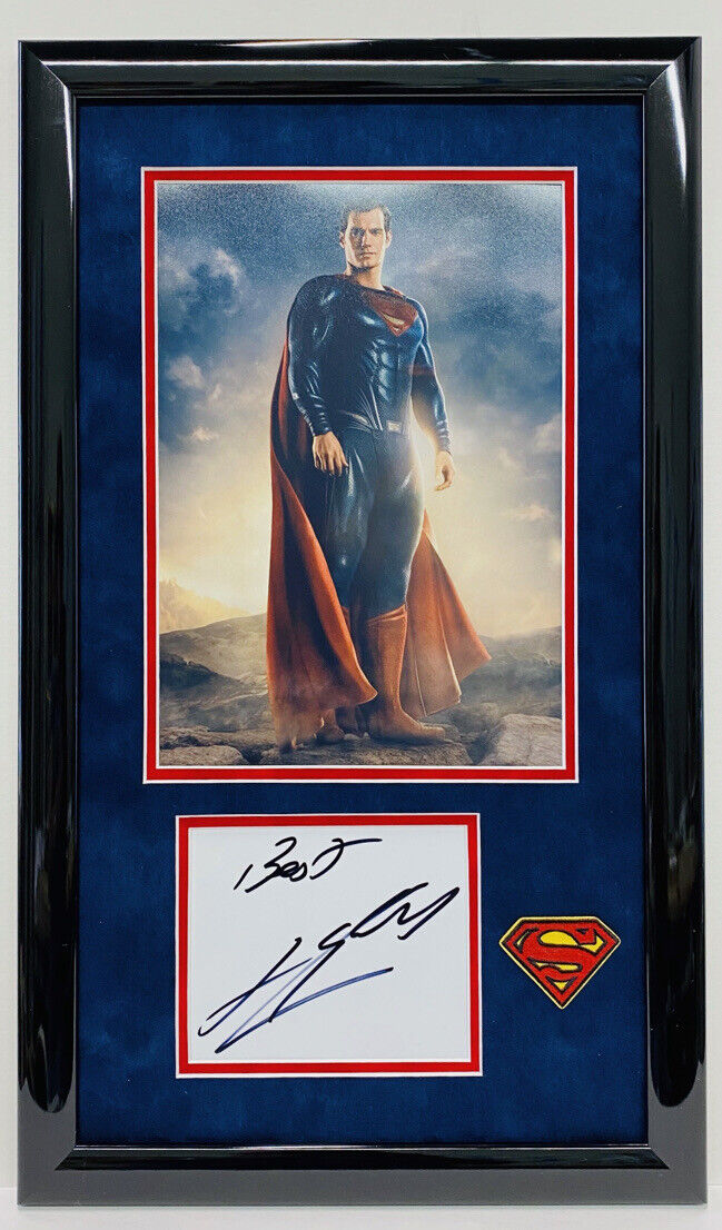 Henry Cavill Superman Autographed Frame Signature 12x20