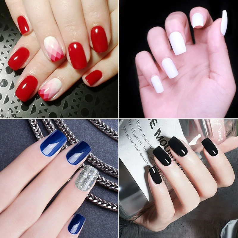 120pcs/pack Short Full Cover False Nails Square Acrylic Nail Tips 10 Sizes Press on Nails For DIY Salon Fake Nail Art Designs-Nail Inspo