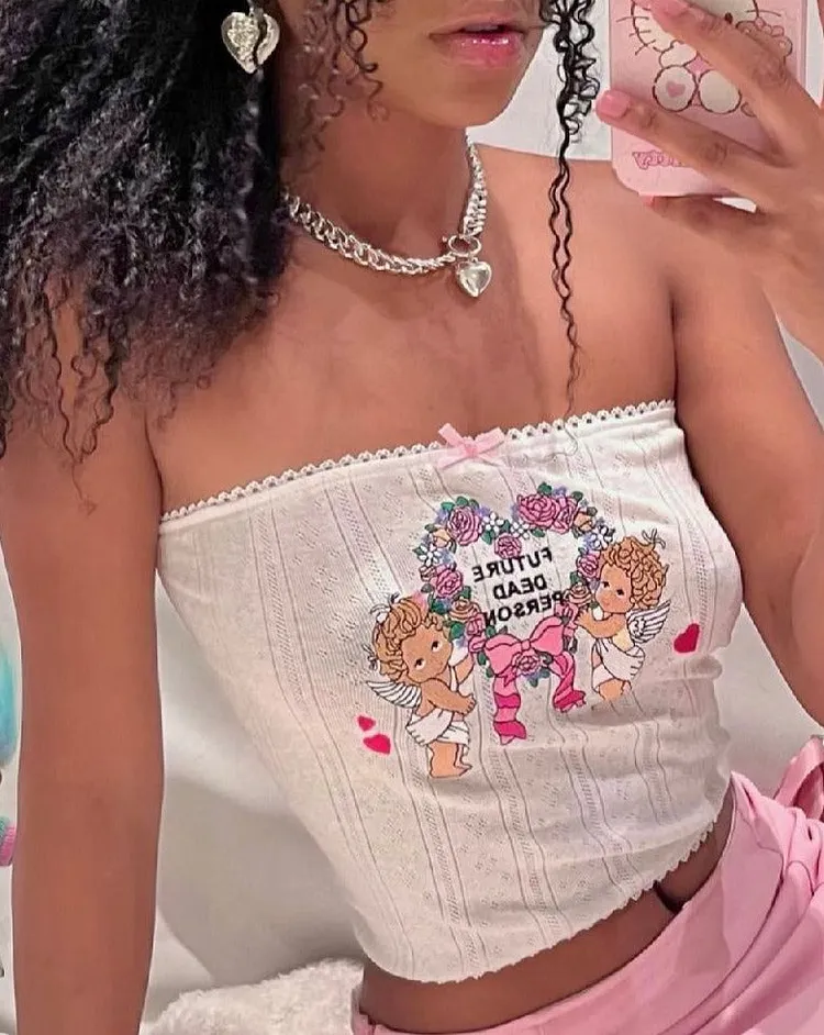 graphic bandeau top