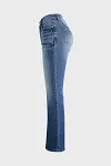 Stone Wash Frayed Mid Waist Flare Jeans
