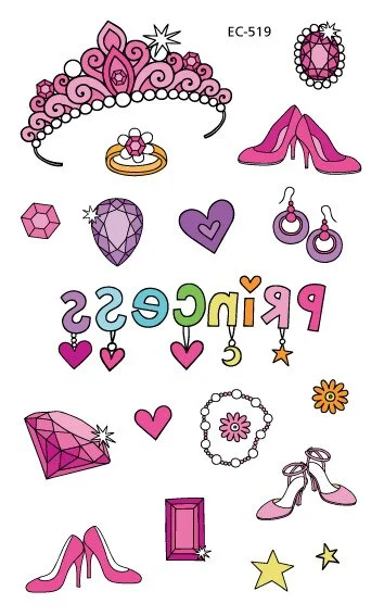 12 kinds Cartoon Fairy Princess Temporary Tattoo Stickers for Kids faux tatouage temporaire Disposable Children Cute Girl Gift