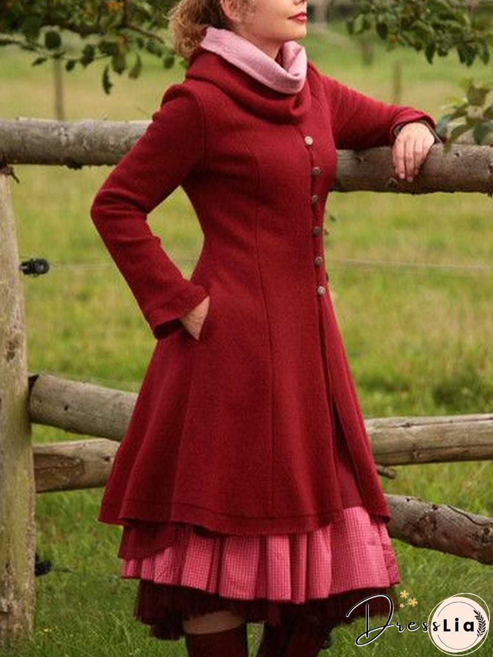 Solid Cotton-Blend Casual Overcoat