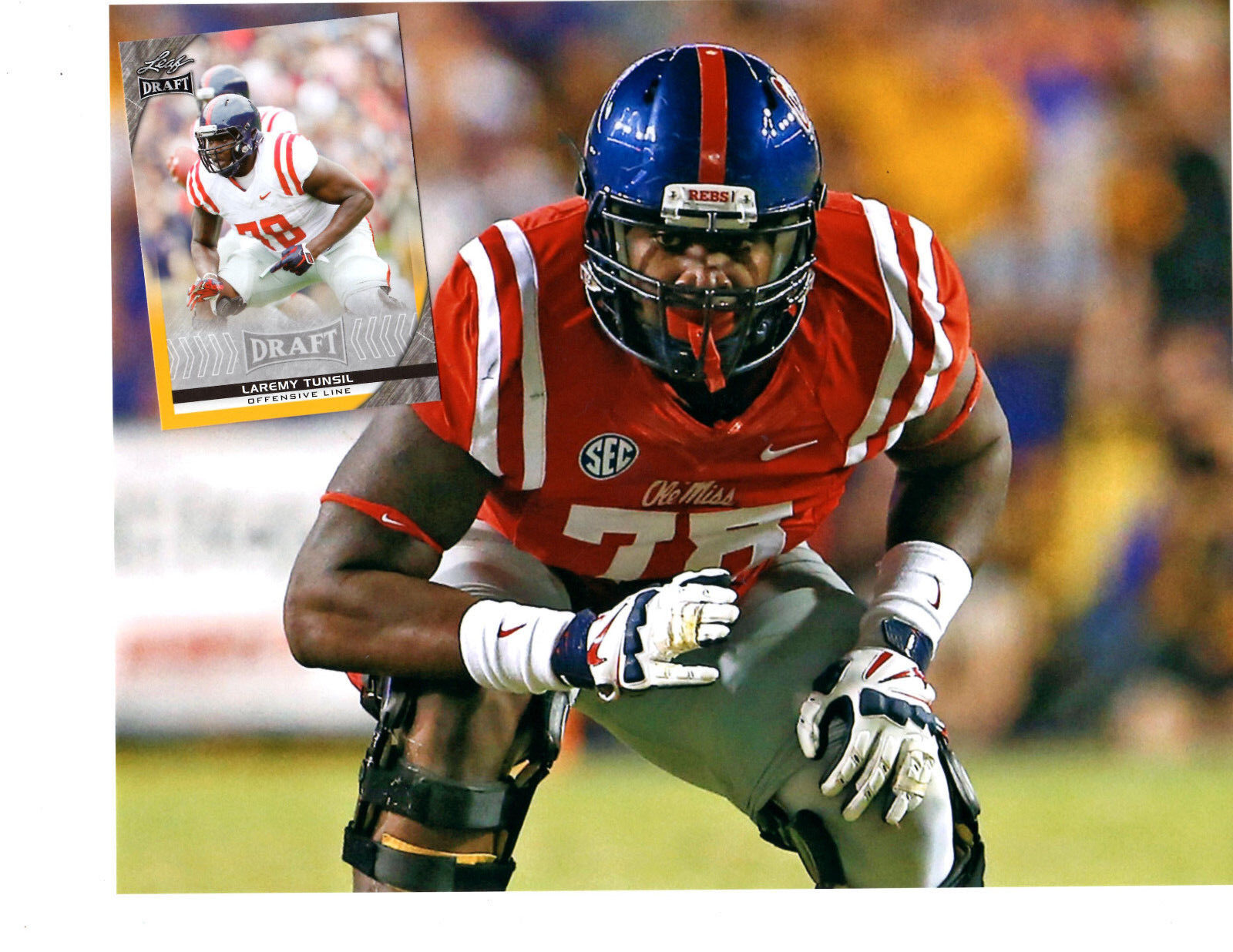 Laremy Tunsil Ole Miss Rebels unsigned 8x10 Photo Poster painting and rookie card 2016 Draft