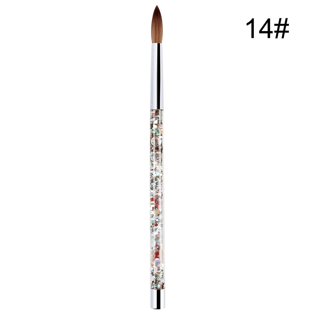 1PC Crystal Acrylic Nail Art Brush No 8/10/12/14 UV Gel Carving Pen Brush Liquid Powder DIY Nail Drawing Liquid Glitter Handle-Nail Inspo