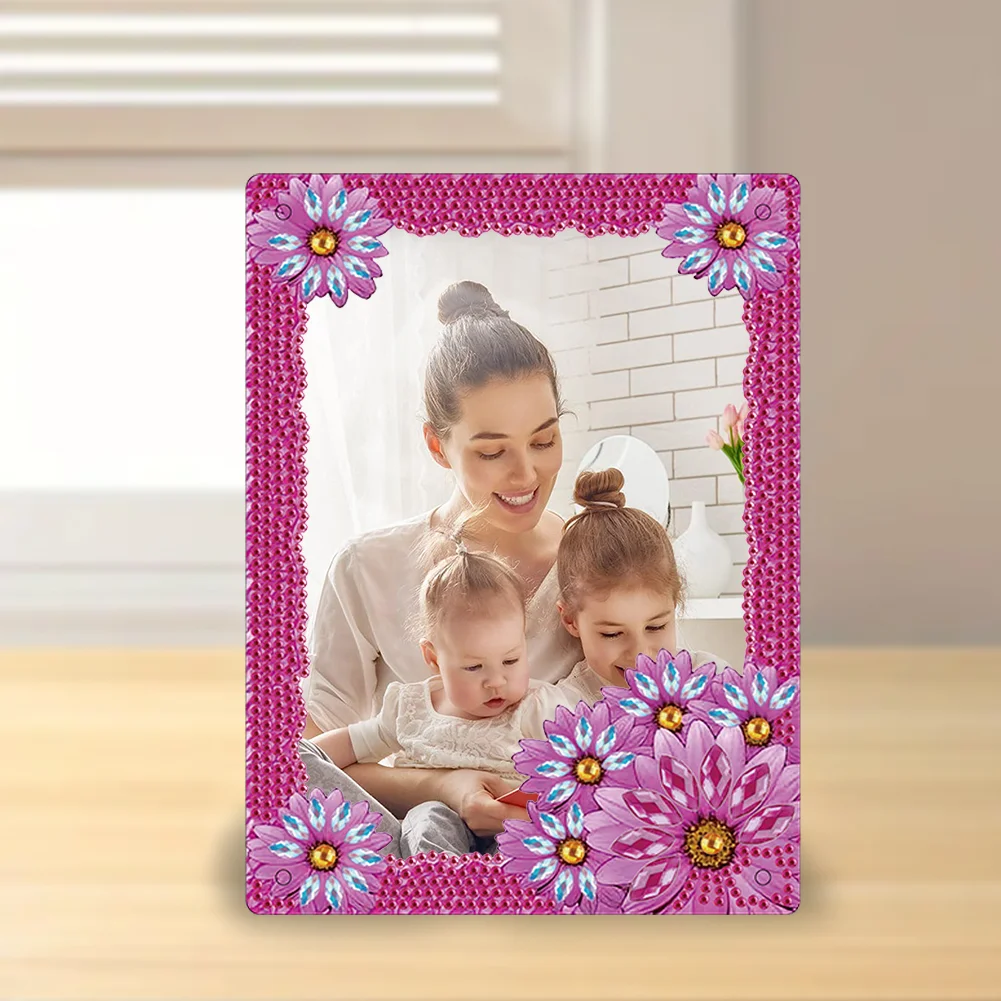 DIY Flower Special Shape Diamond Painting Table Top Photo Frame for Home Office