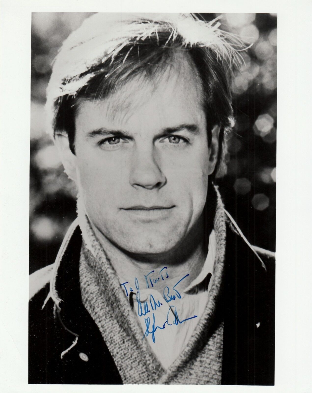 STEPHEN COLLINS hand-signed 7TH HEAVEN 8x10 w/ uacc rd coa FANTASTIC B/W CLOSEUP