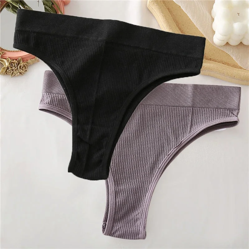 2PCS/Set Sexy Thong Panties Women's Underwear G-String Female Underpants Seamless Briefs Intimates Sexy Lingerie T-Back Pantys