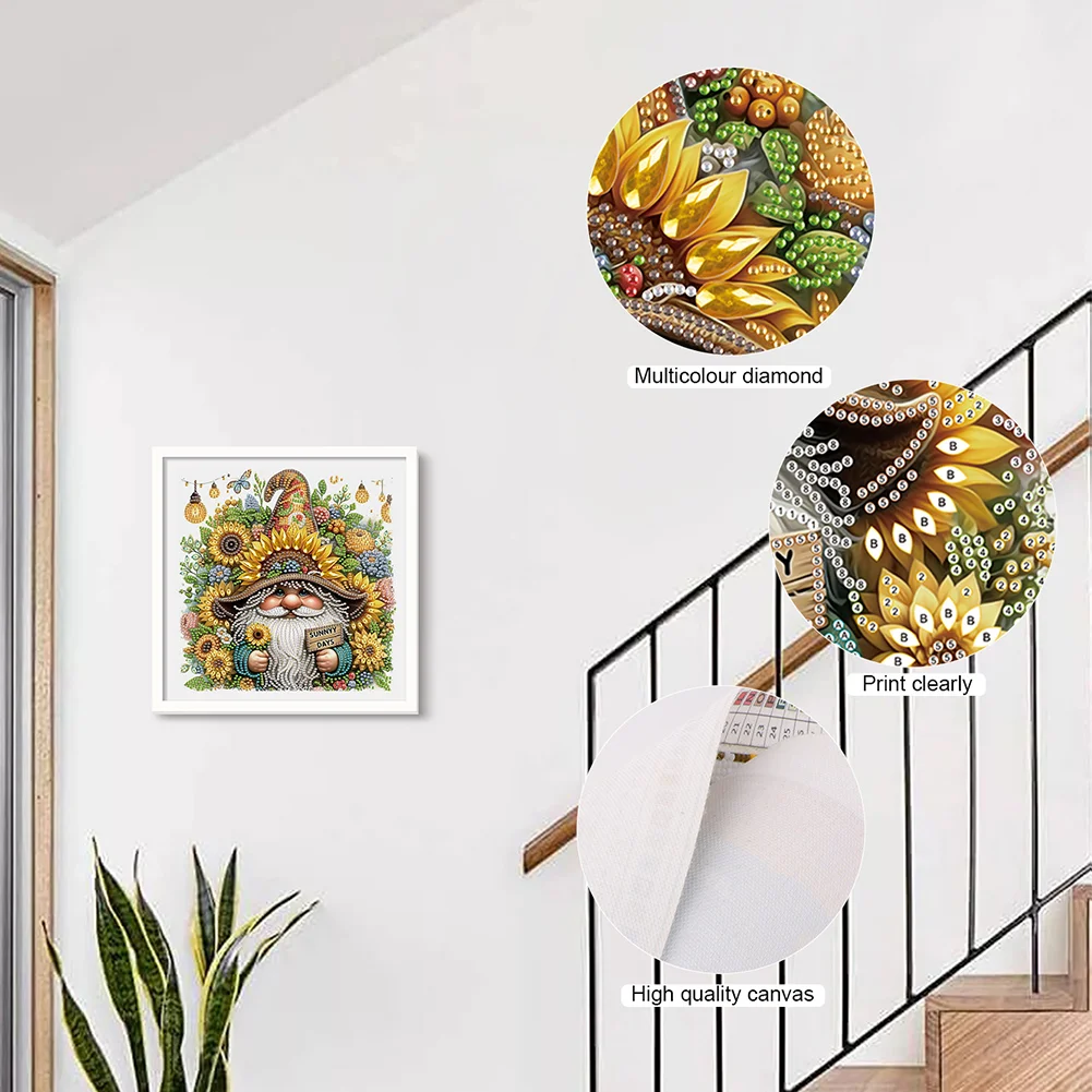 Diamond Painting - Partial Special Shaped Drill - Sunflower Gnome(Canvas|30*30cm)
