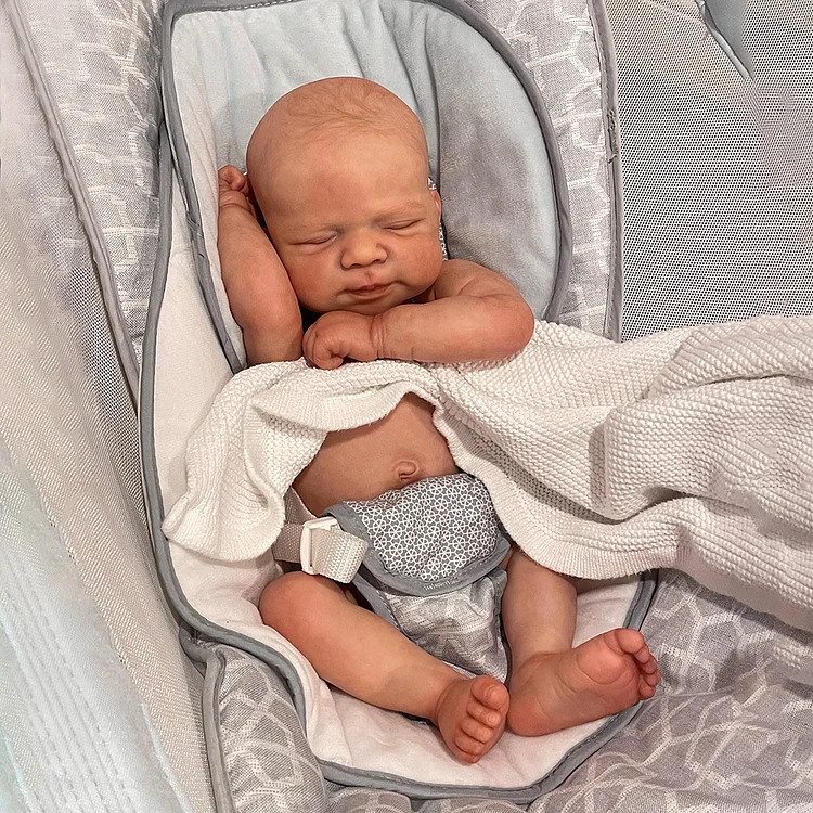  17“ Realistic Realistic Sleeping Baby Doll Boy with Painted Hair Real Newborn Dolls Named Jeremiah Best Gifts Ideas - Reborndollsshop®-Reborndollsshop®