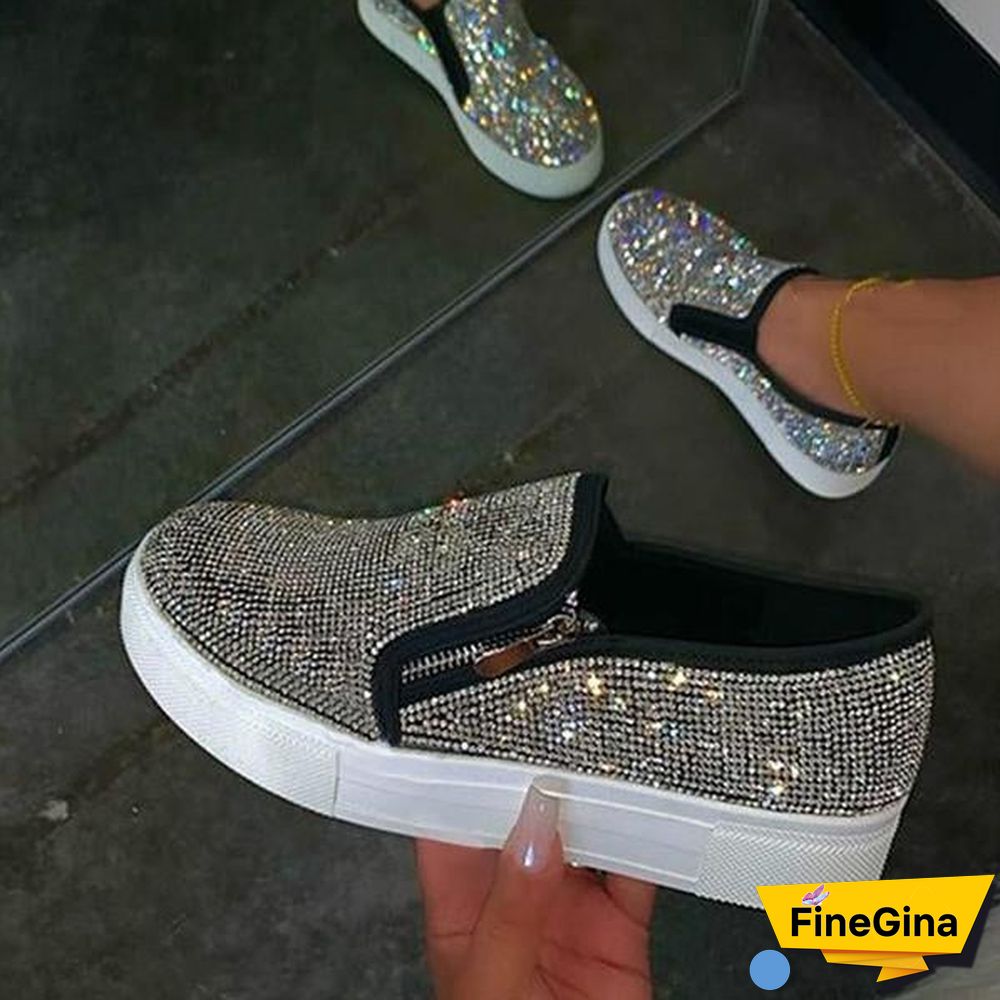 Sexy Zipper Round Toe Sneakers