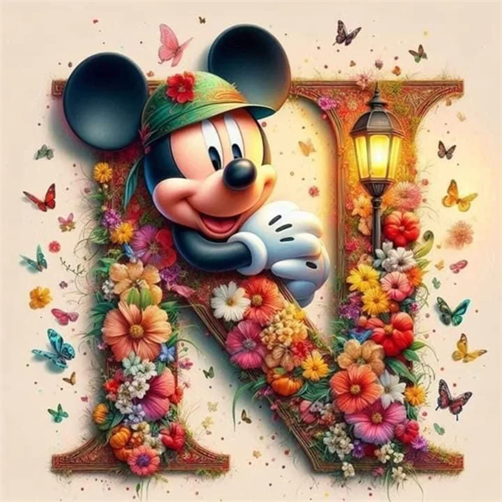 Partial AB Diamond Painting - Full Round Drill - Mickey Minnie Letters(Canvas|35*35cm)