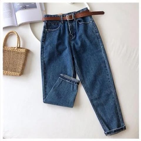 Tanguoant Women Solid Hot Sale 3XL Loose Simple Ankle-length Leisure Chic Stylish All-match Womens Jean Harajuku Hip-hop New Arrival