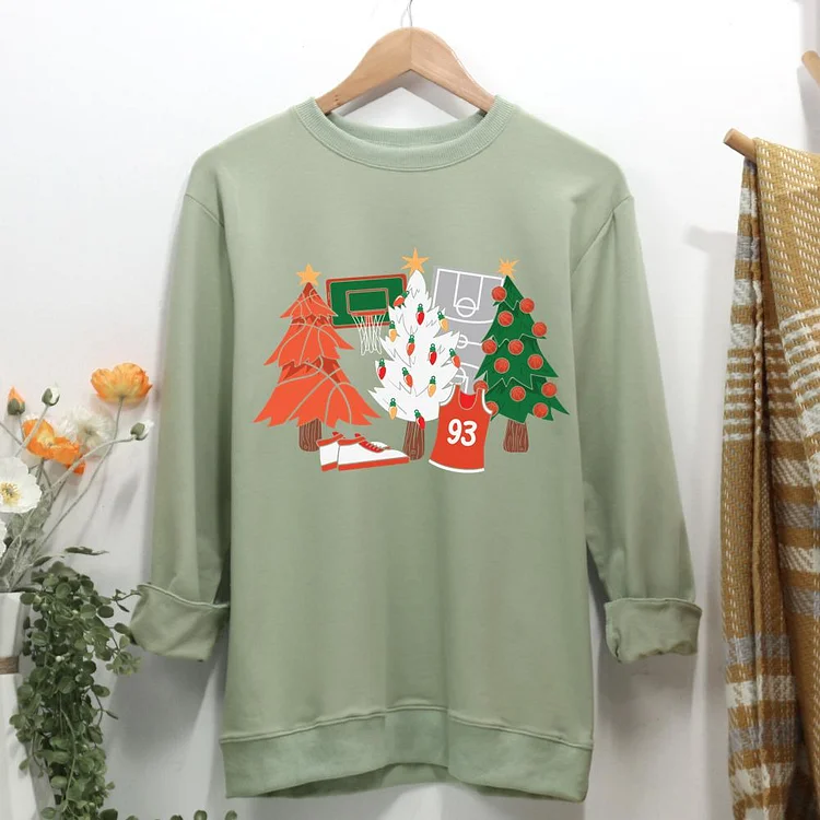 Basketball Christmas Tree Women Casual Sweatshirt-0020006
