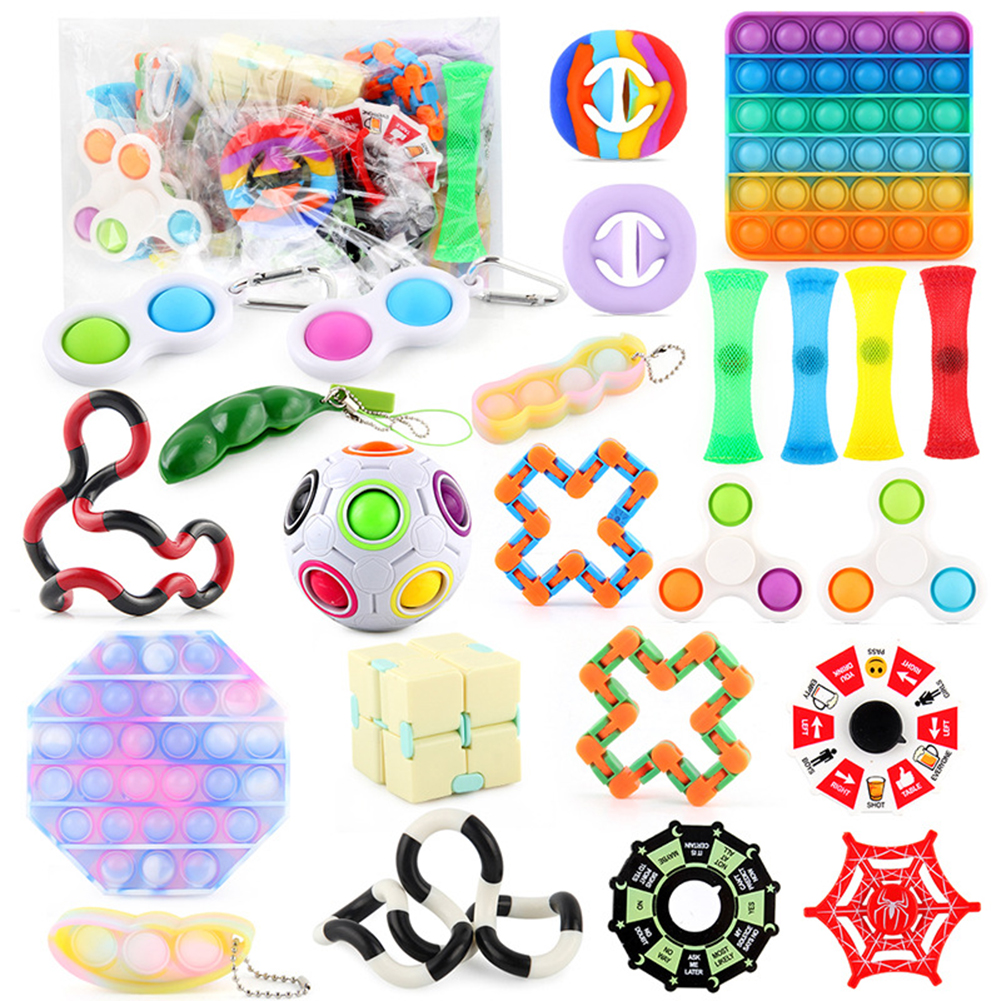 

Decompression Set Push Bubble Grip Circle Tube Chain Magic Cube Toy (24pcs), 501 Original