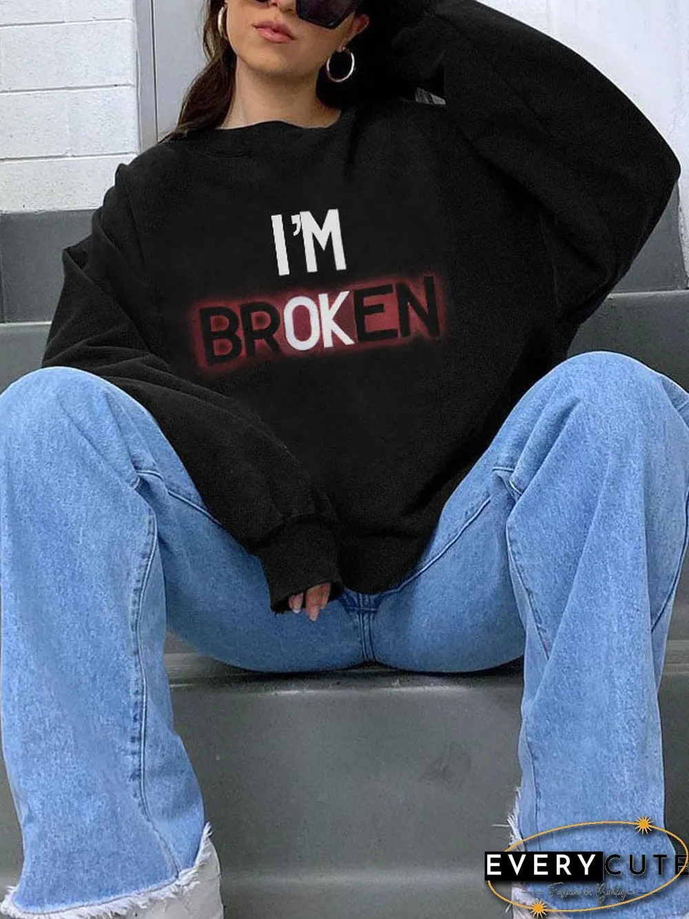 I'M Broken Alphabet Women's Cozy Loose Sweatshirt