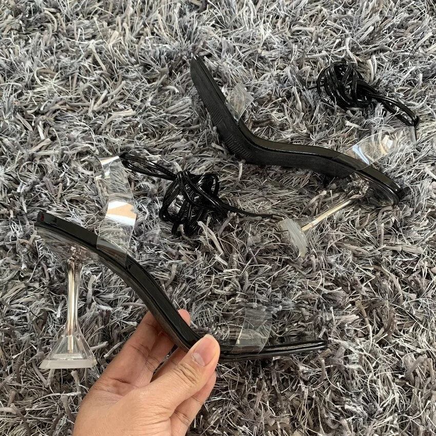 Summer Fashion New Cross Strap Women High Heel Sandals Ankle Lacing Light Slingback Sandals for Womens Open Toe Dress Shoes