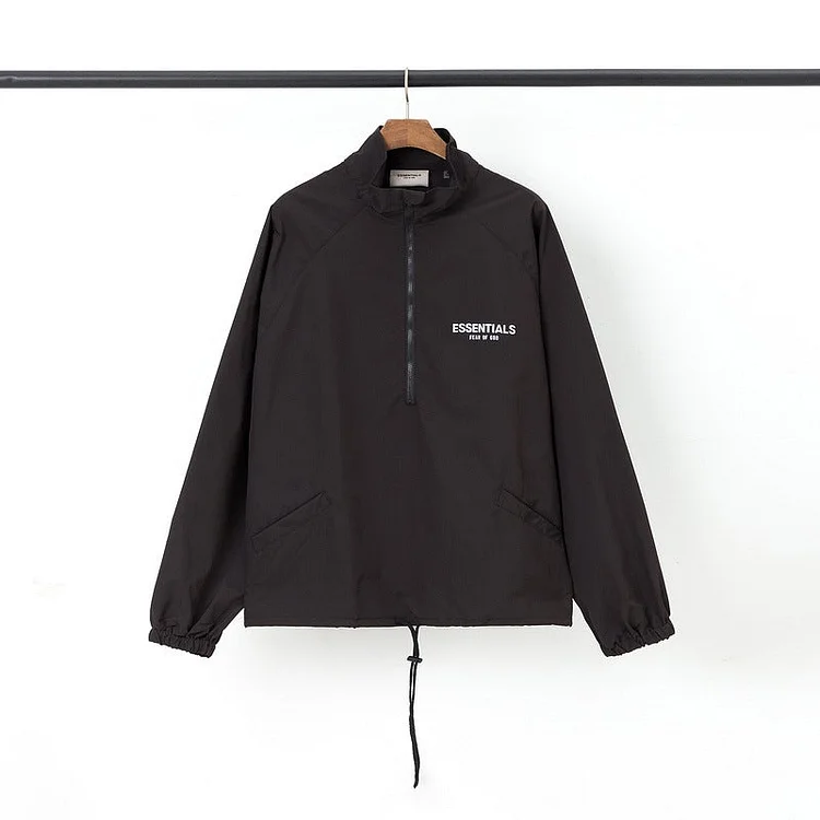 Fog Fear of God Coat Men's and Women's Reflective Letter Half Zipper Jacket