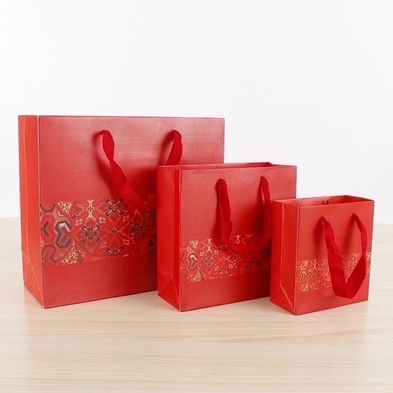 Red Festive Gift Bag Gift Return Gift Portable Packaging Paper Bag