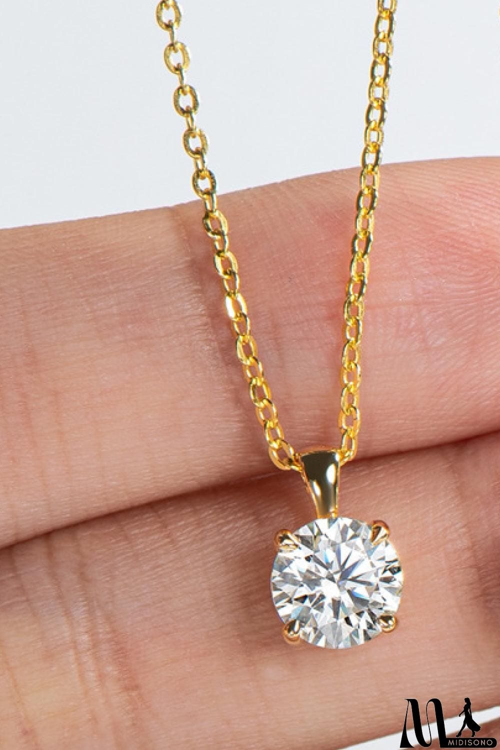 MidiSono - 925 Sterling Silver 1 Carat Moissanite Chain-Link Necklace