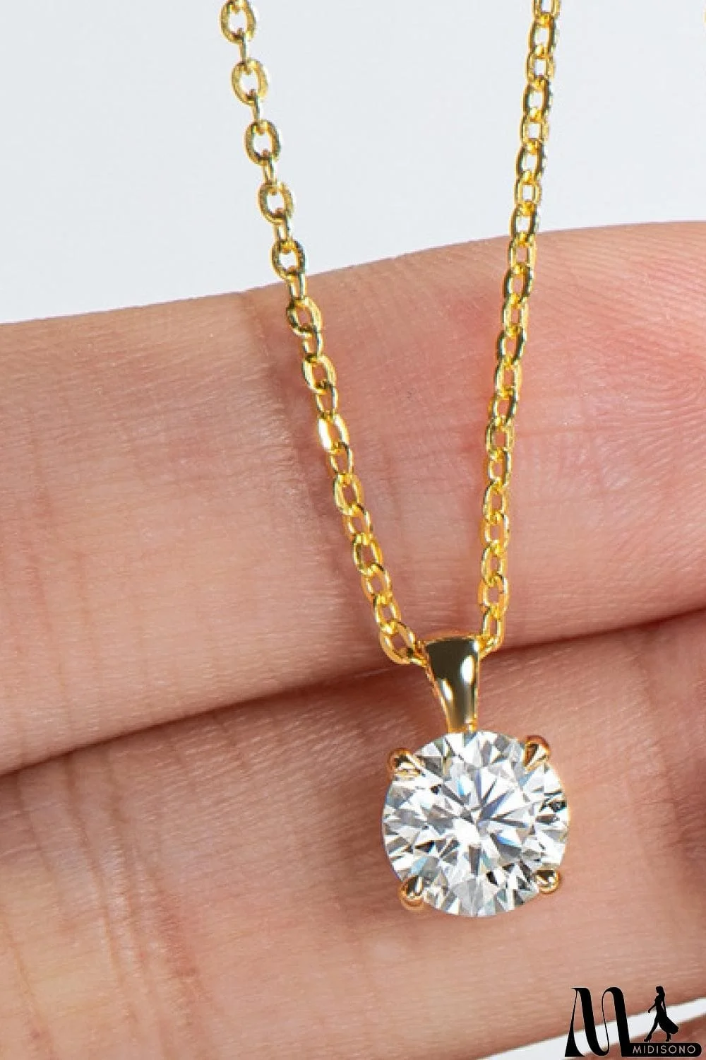 MidiSono - 925 Sterling Silver 1 Carat Moissanite Chain-Link Necklace