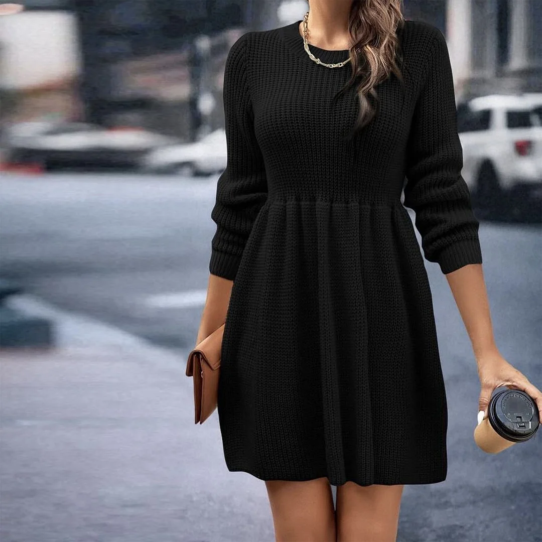 Brownm Brownm Autumn And Winter Explosion Of Women's Pure Color Doll Sweater Dress Women