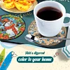 6Pcs/set Diamond Painting Wooden Snowman Coaster Cup Cushion With Holder