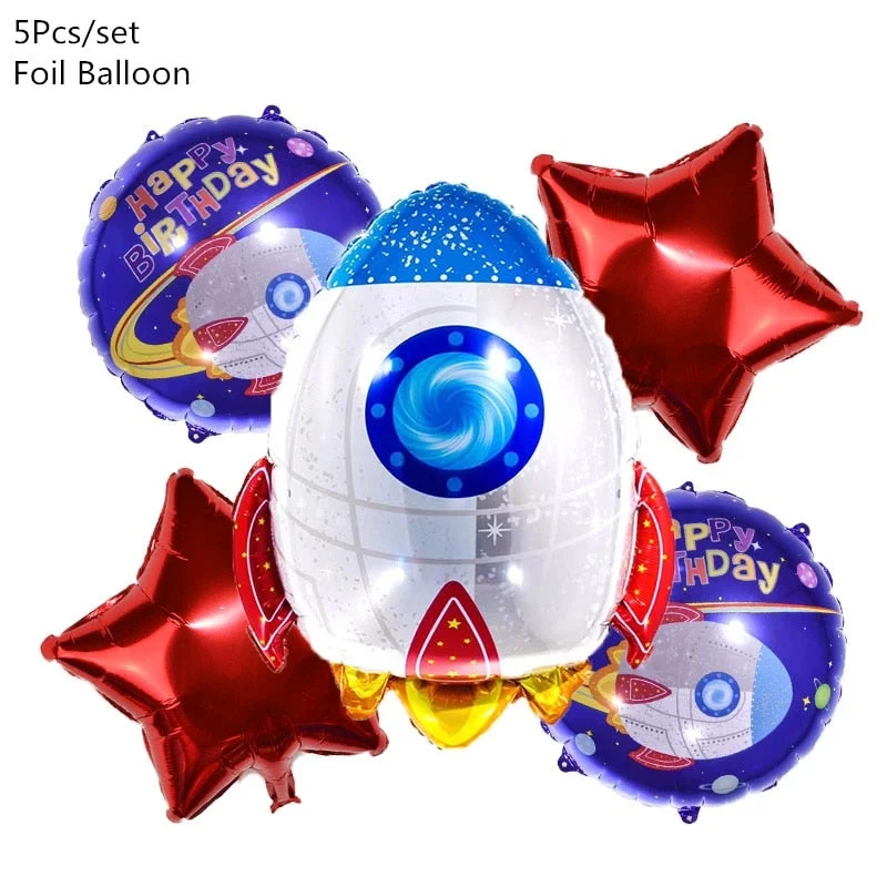 Outer Space Party Astronaut Rocket Ship Foil Balloons Galaxy/Solar System Theme Party Boy Kids Birthday Party Decoration Favors