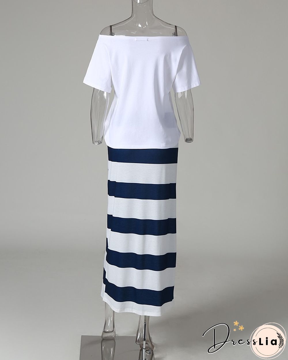 Boat Anchor Print Top & Striped Skirt Sets