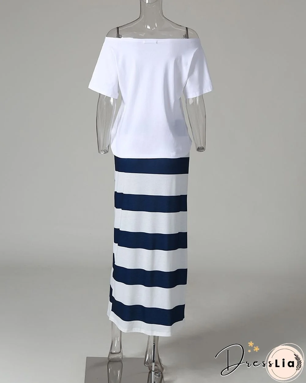 Boat Anchor Print Top & Striped Skirt Sets