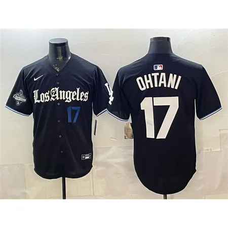 Youth Los Angeles Dodgers #17 Shohei Ohtani Black 2025 World Series Champions Patch "Gothic Edition" Vapor Premier Limited Stitched Baseball Jersey