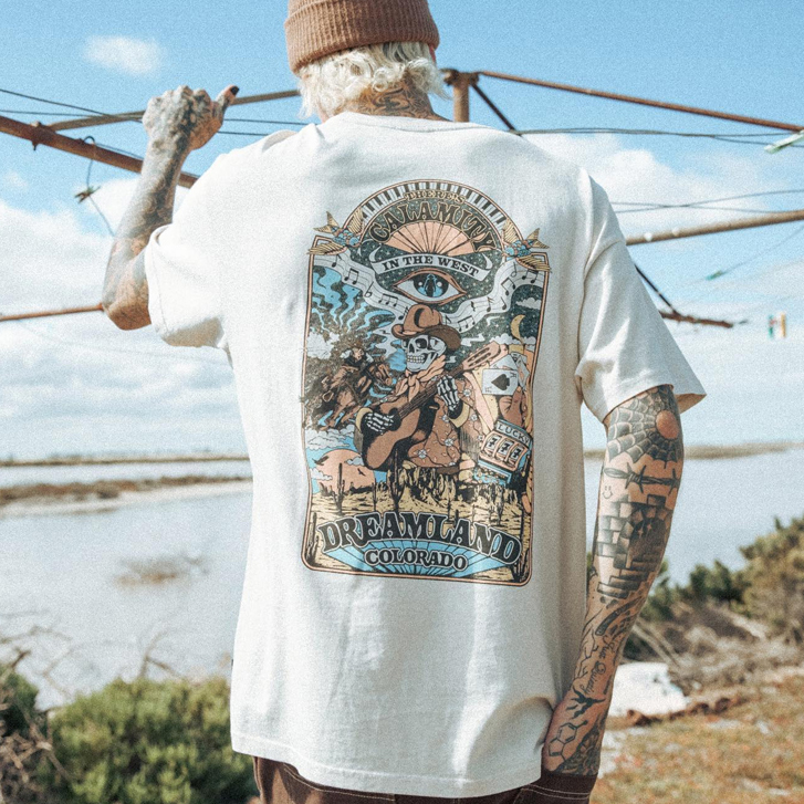 Men Vintage Dreamland Print T-shirt