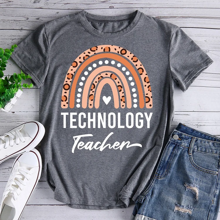 Technology Teacher Leopard Rainbow T-Shirt-600667