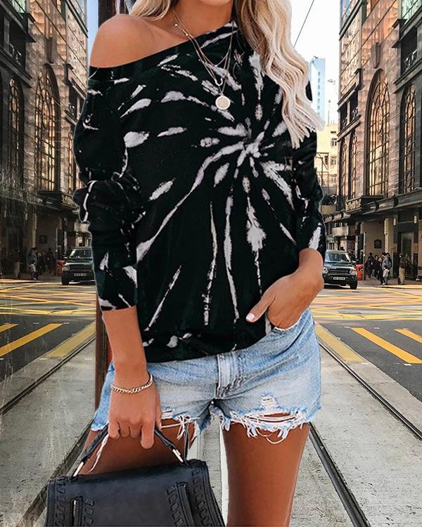 Women Daily Tie Dye Long Sleeves Sweatshirts