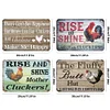 4PCS Rise and Shine with Fluffy Butt Chicken - Vintage Metal Signs Set - 20*30cm/30*40cm - Warning&Farm