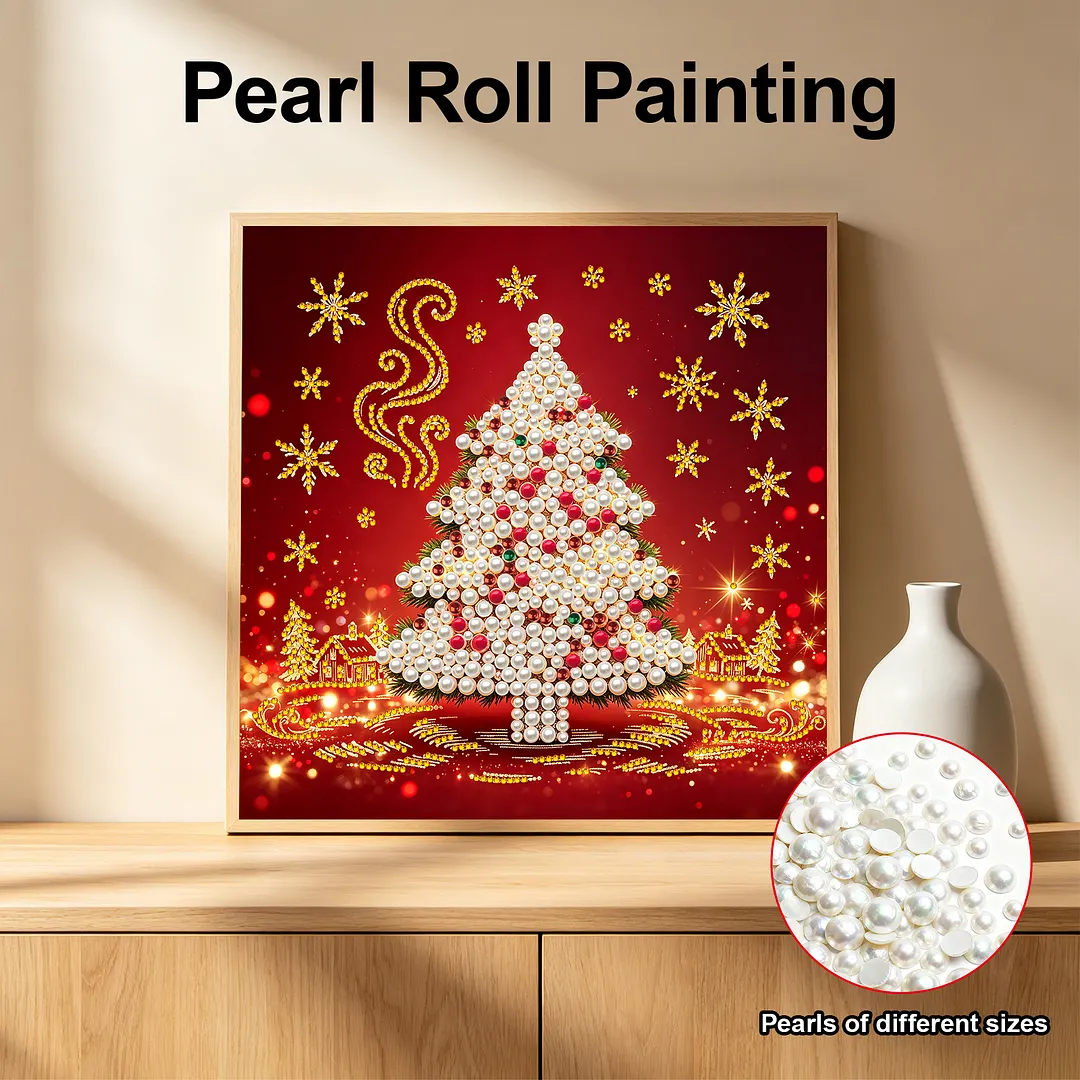 Tree DIY Pearl Painting Bead Art Kit Frameless Canvas 30x30cm