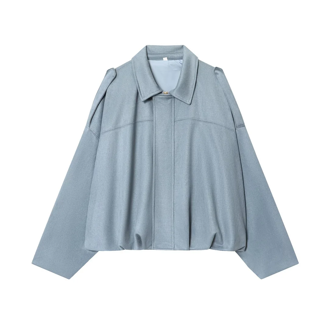 Nigikala Nigikala Spring And Autumn Pilot Jacket Bat Sleeve Zipper Loose Tuff-Sense Coat Women's Casual Jacket B6