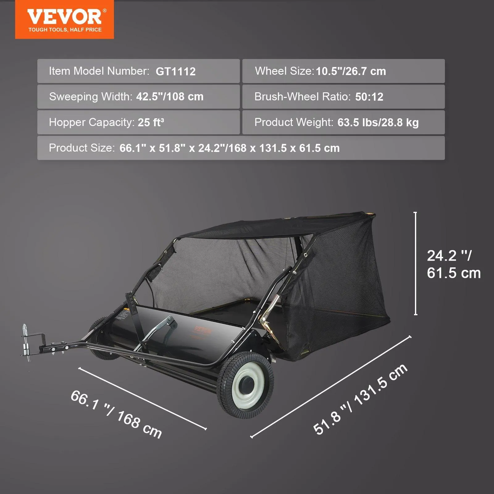 VEVOR Push Lawn Sweeper