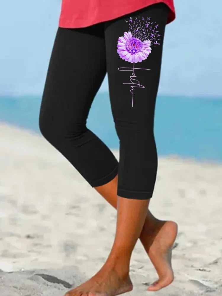 Women's Purple Alzheimer's Awareness Cropped Leggings socialshop