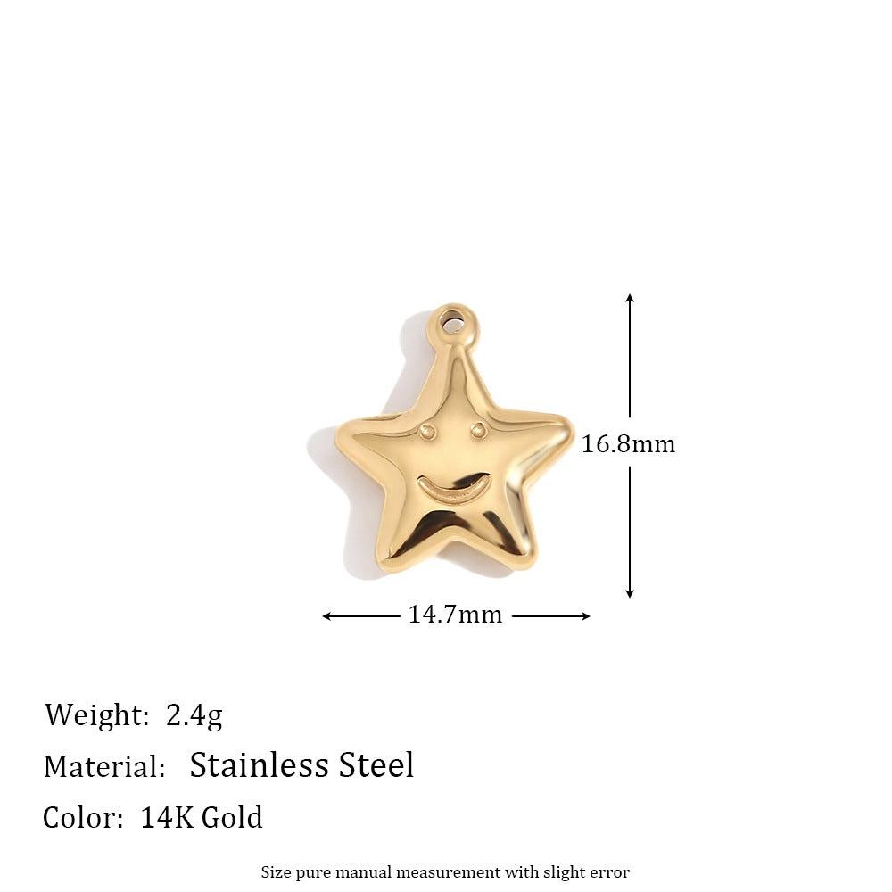 5 Pieces Fashion Irregular Heart Stainless Steel 18K Gold Plated Jewelry Making