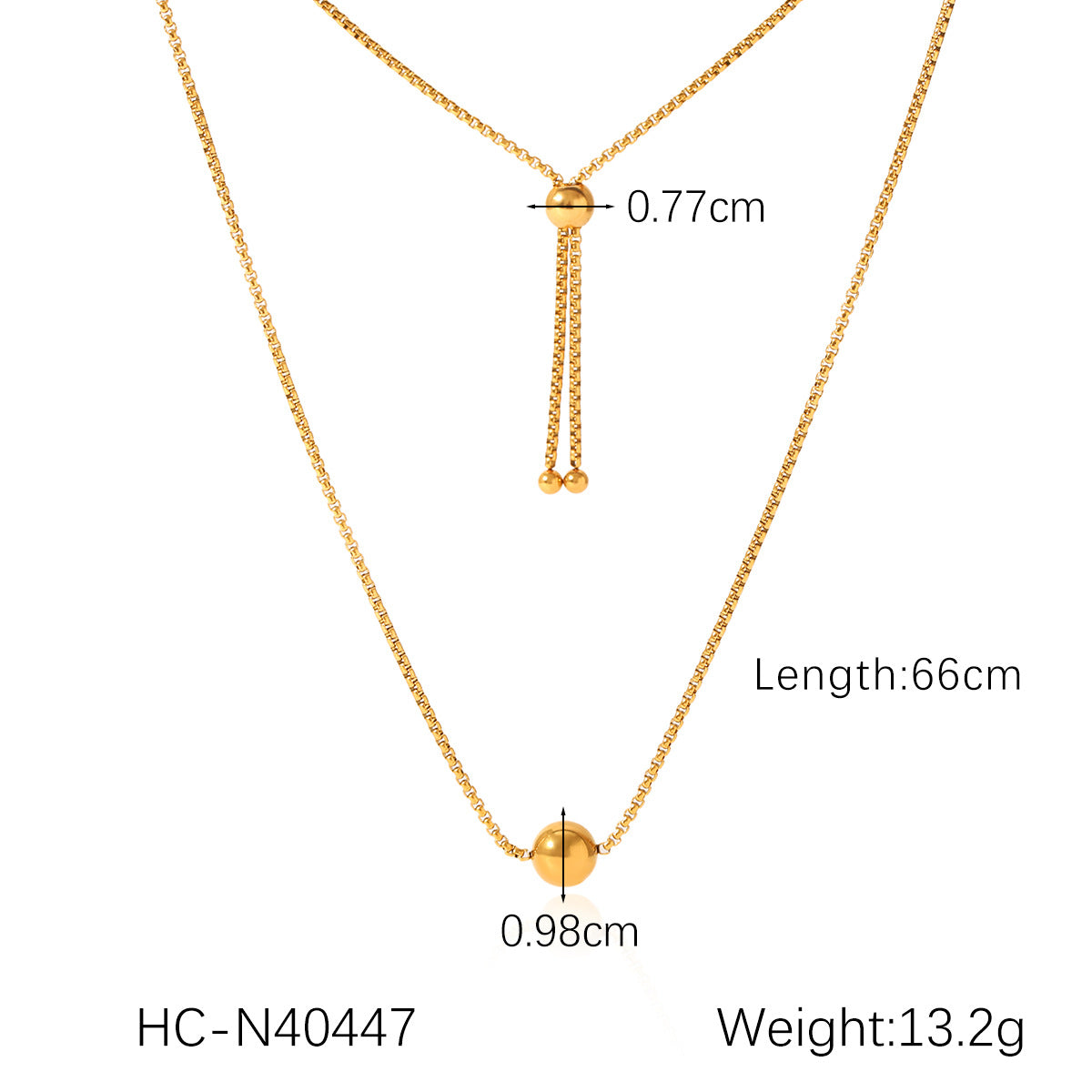 Color Matching Round Bead Necklace Tassel Y Chain 18K Gold Stainless Steel Clavicle Chain Titanium Steel Necklace